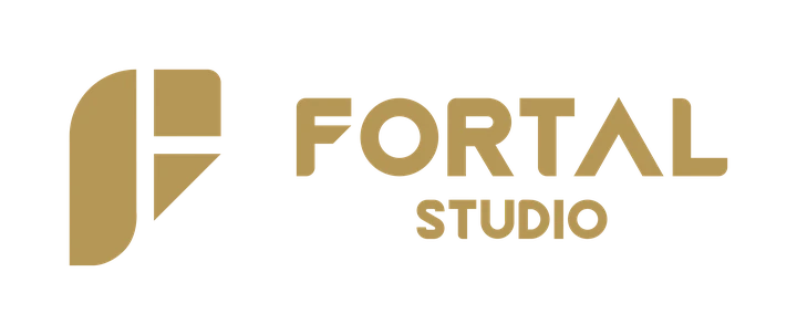 Fortal Studio logo, horizontal, gold