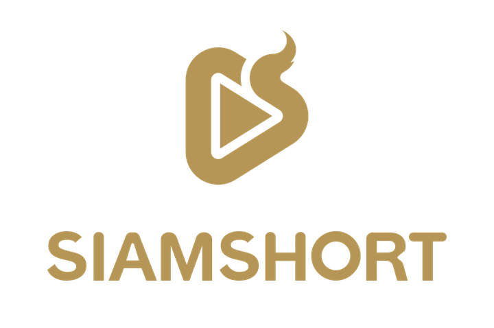 Siamshort logo, stacked, gold
